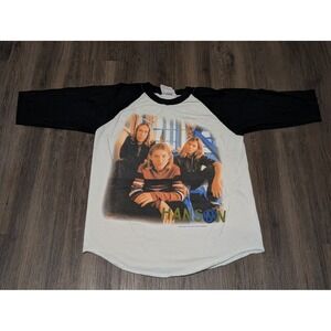 Vintage‎ 1998 Hanson Official Product T Shirt Black Raglan Tee Large